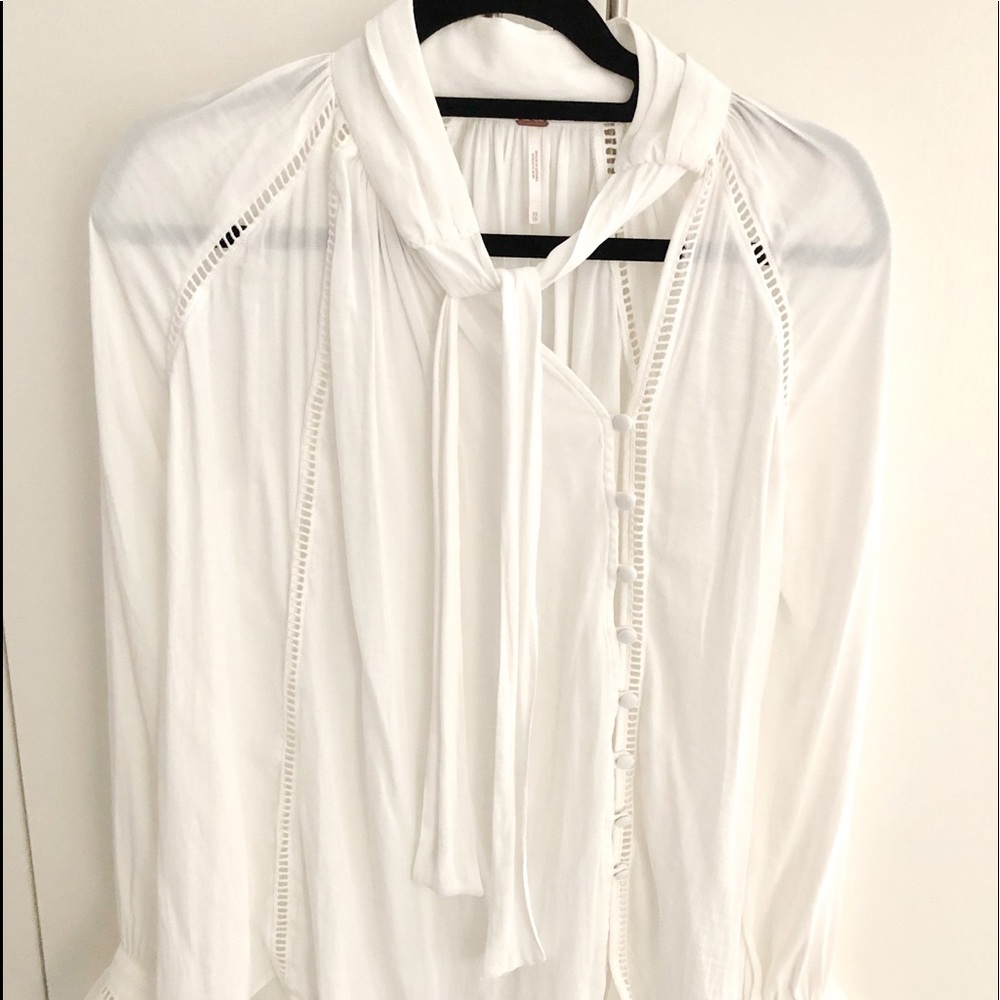 Free People asymmetrical White Blouse